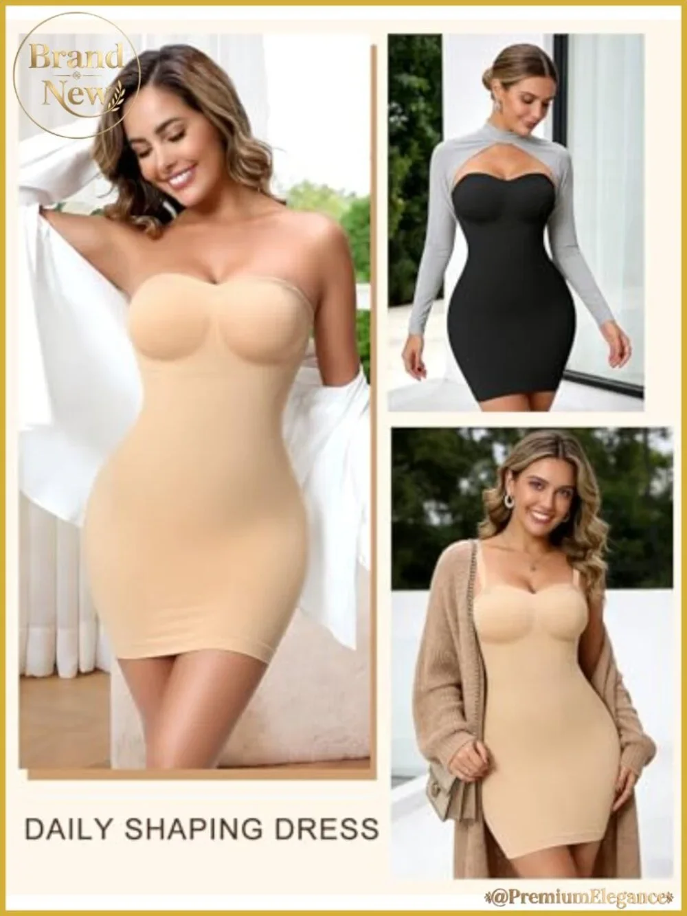 Strapless Shapewear Slip for Women Tummy Control Full Slip Nylon Spandex